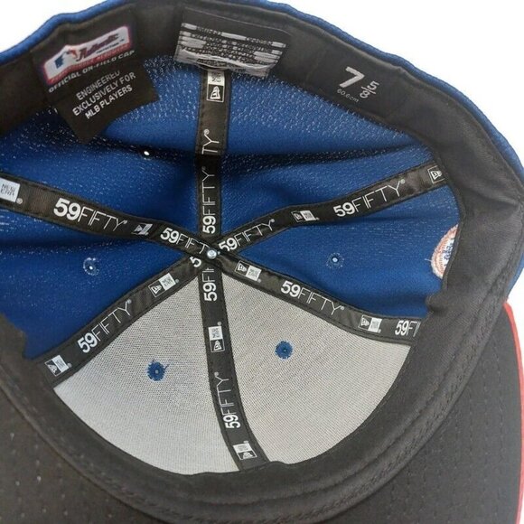 59Fifty New Era Size 7 5/8 New York Mets Fitted Hat Cap Blue Orange - Picture 7 of 7